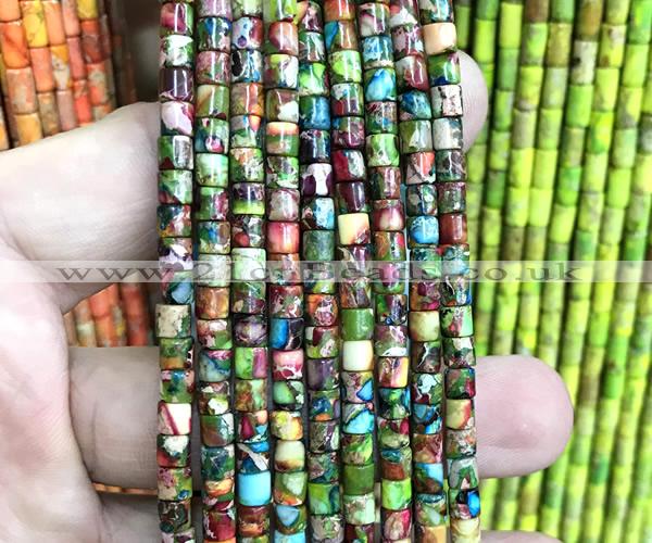 CDE3615 15 inches 4*4mm tube sea sediment jasper beads