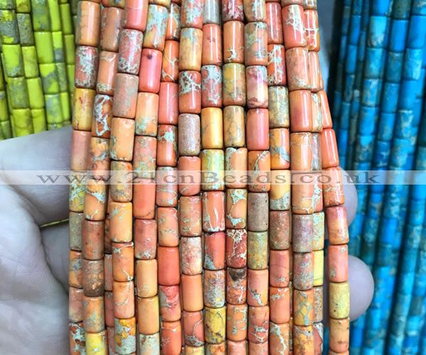 CDE3653 15 inches 4*8mm tube sea sediment jasper beads