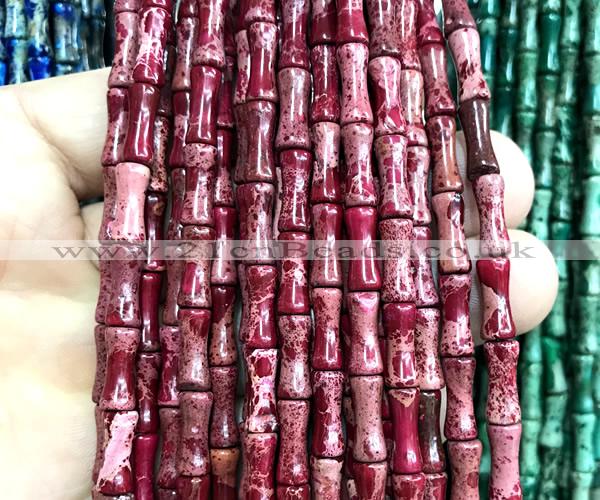 CDE3752 15 inches 5*12mm bamboo sea sediment jasper beads