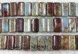 CDE3820 7.5 inches 10*20mm rectangle double drilled sea sediment jasper beads