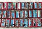 CDE3829 7.5 inches 10*20mm rectangle double drilled sea sediment jasper beads