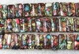 CDE3830 7.5 inches 10*20mm rectangle double drilled sea sediment jasper beads