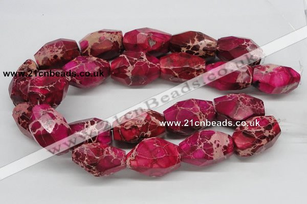 CDI28 16 inches 25*35mm faceted nuggets dyed imperial jasper beads