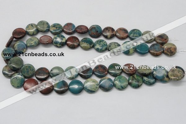 CDS12 16 inches 16mm flat round dyed serpentine jasper beads wholesale