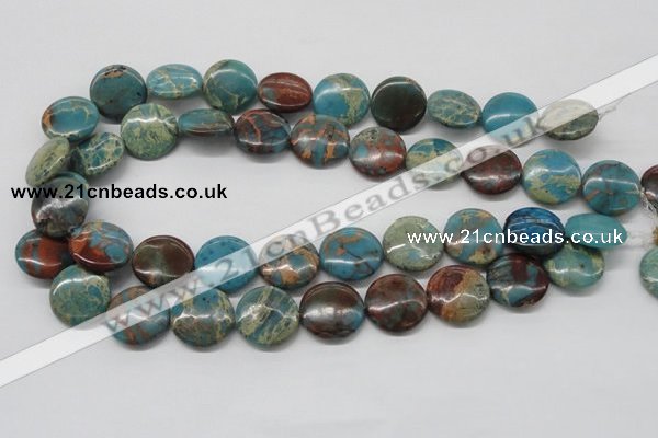 CDS14 16 inches 18mm flat round dyed serpentine jasper beads wholesale