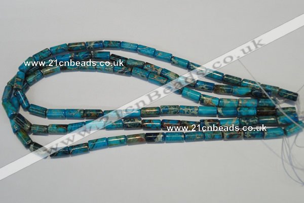 CDT279 15.5 inches 6*12mm tube dyed aqua terra jasper beads