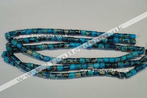 CDT280 15.5 inches 8*8mm tube dyed aqua terra jasper beads