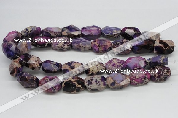 CDT39 15.5 inches 20*25mm faceted nuggets dyed aqua terra jasper beads