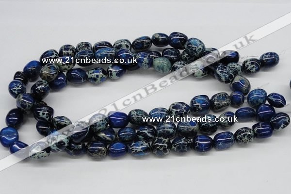 CDT63 15.5 inches 12*15mm nuggets dyed aqua terra jasper beads