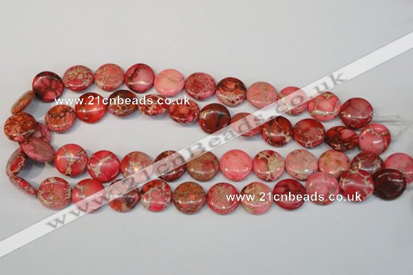 CDT655 15.5 inches 16mm flat round dyed aqua terra jasper beads