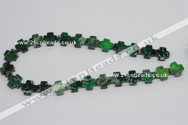 CDT81 15.5 inches 16*16mm cross dyed aqua terra jasper beads