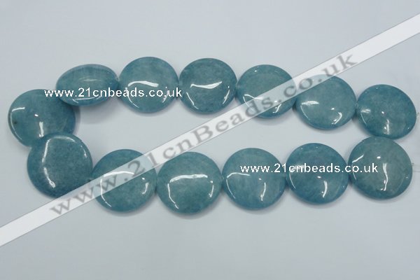 CEQ99 15.5 inches 30mm flat round blue sponge quartz beads