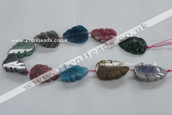 CFG1125 15.5 inches 25*35mm carved leaf agate gemstone beads