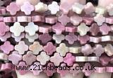 CFG1612 15 inches 8mm four leaf clover pink wooden jasper beads