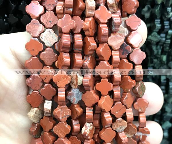 CFG1625 15 inches 8mm four leaf clover red jasper beads wholesale