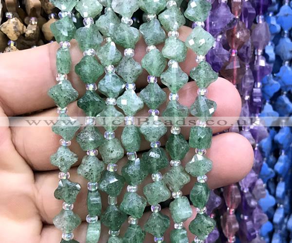 CFG1700 15 inches 8mm four leaf clover green strawberry quartz beads