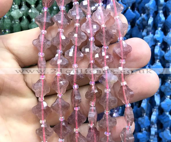 CFG1752 15 inches 10mm four leaf clover strawberry quartz beads