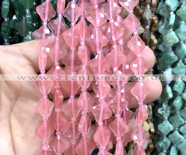 CFG1800 15 inches 12mm four leaf clover cherry quartz beads