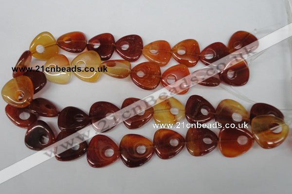 CFG276 15.5 inches 25*25mm carved triangle red agate beads