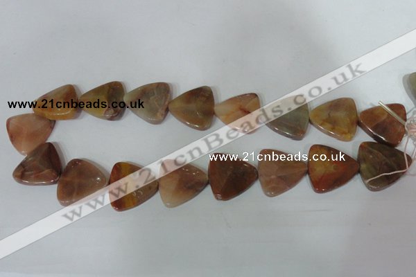 CFG529 15.5 inches 25*25mm carved triangle agate gemstone beads