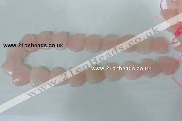 CFG539 15.5 inches 25*25mm carved triangle rose quartz beads