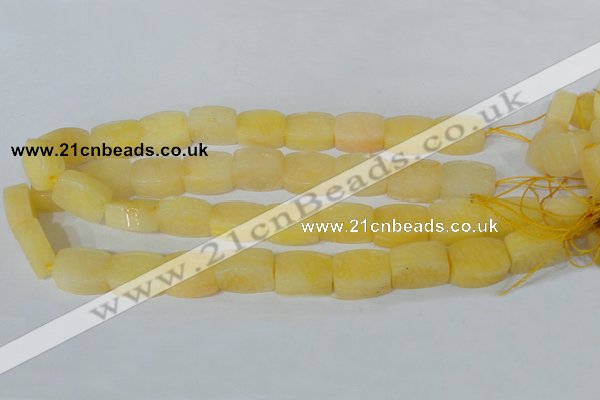 CFG547 15.5 inches 15*20mm carved brick yellow jade beads