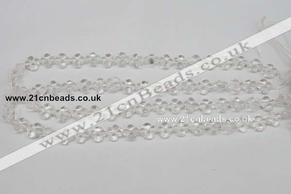 CFG75 15.5 inches 11*11mm carved flower white crystal beads