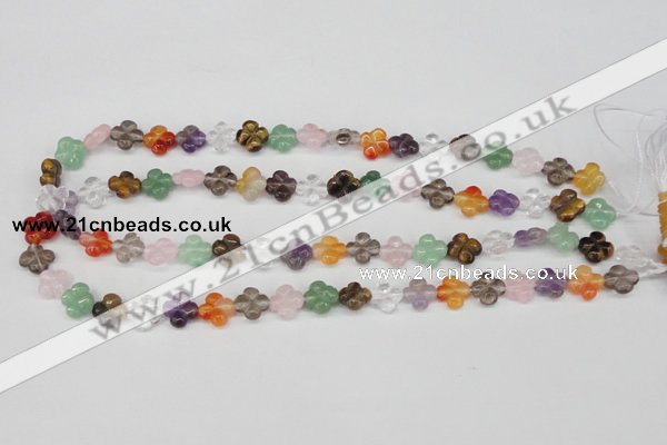 CFG77 15.5 inches 11*11mm carved flower mixed gemstone beads