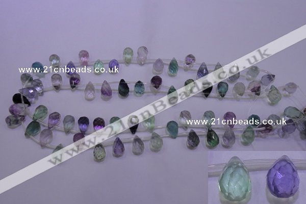 CFL708 Top-drilled 8*12mm faceted teardrop natural fluorite beads