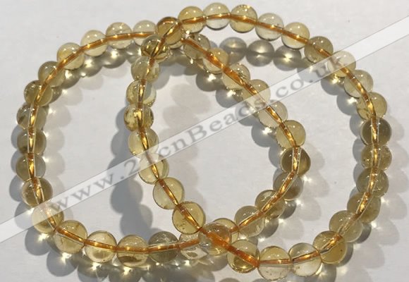 CGB4028 7.5 inches 7mm round citrine beaded bracelets wholesale