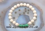 CGB6471 8mm round matte white fossil jasper & green agate beaded bracelets