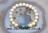 CGB6487 8mm round matte white fossil jasper & apatite beaded bracelets