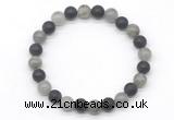 CGB8053 8mm labradorite & matte black agate beaded stretchy bracelets