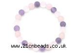 CGB8084 8mm matte white crystal, rose quartz & amethyst beaded stretchy bracelets