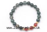 CGB8219 8mm moss agate & red agate beaded stretchy bracelets