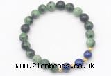 CGB8223 8mm ruby zoisite & lapis lazuli beaded stretchy bracelets