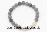 CGB8253 8mm labradorite & white moonstone beaded stretchy bracelets