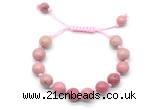 CGB8688 8mm,10mm round pink wooden jasper adjustable macrame bracelets