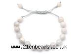 CGB8698 8mm,10mm round white crazy lace agate adjustable macrame bracelets