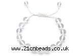 CGB8740 8mm,10mm round white crystal adjustable macrame bracelets