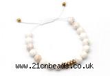 CGB9461 8mm, 10mm white howlite & rondelle hematite adjustable bracelets