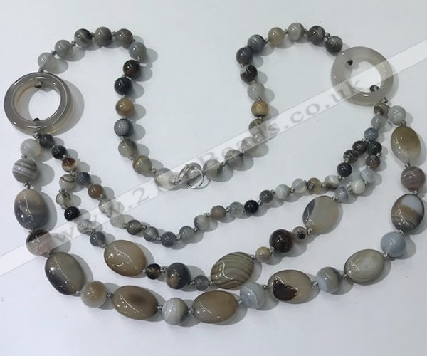 CGN595 23.5 inches striped agate gemstone beaded necklaces