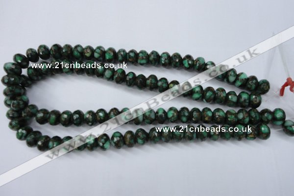 CGO125 15.5 inches 8*12mm faceted rondelle gold green color stone beads