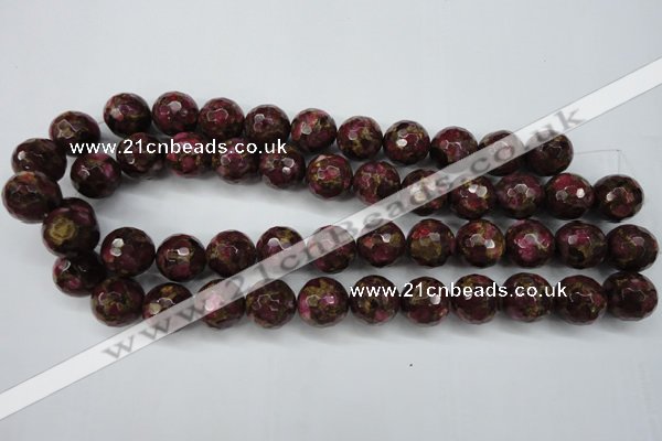 CGO68 15.5 inches 18mm faceted round gold red color stone beads