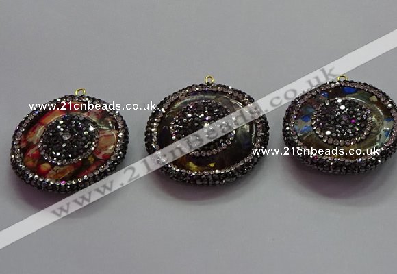 CGP1575 35mm coin sea sediment jasper pendants wholesale