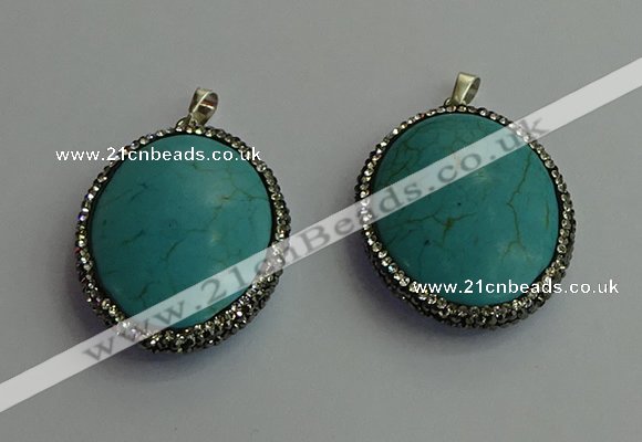 CGP405 30*40mm - 35*45mm oval turquoise pendants wholesale