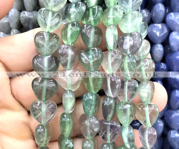 CHG152 15 inches 12mm heart fluorite gemstone beads wholesale