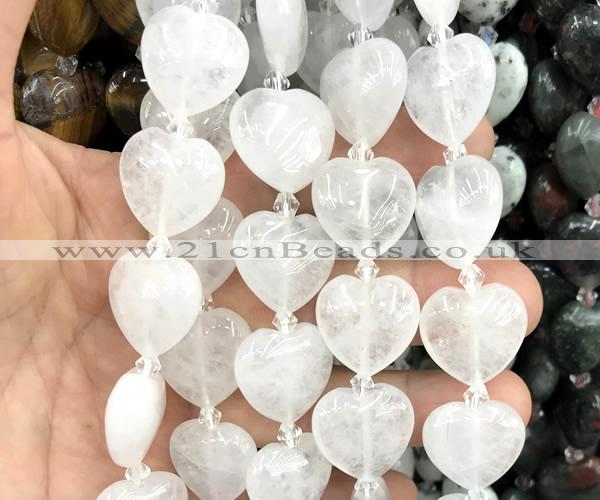 CHG200 15 inches 20mm heart white crystal beads wholesale