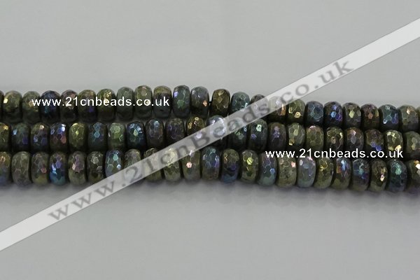 CLB760 15.5 inches 8*14mm faceted rondelle AB-color labradorite beads