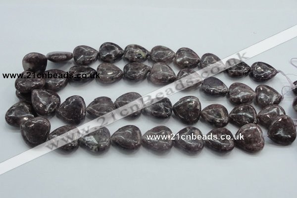 CLI03 15.5 inches 20*20mm heart natural lilac jasper beads wholesale